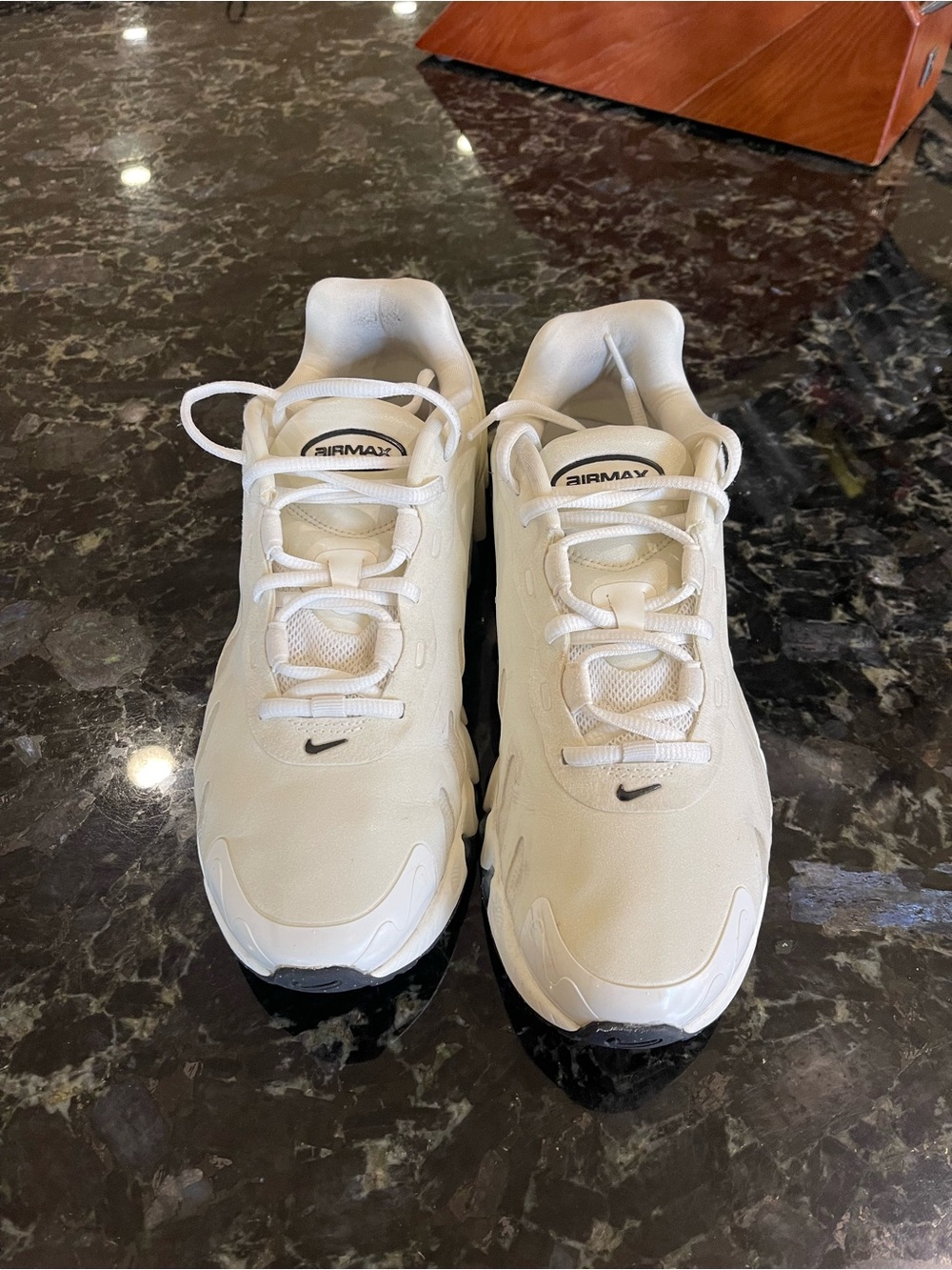 Nike Air Max Cream/White Sneakers with Black Swoosh